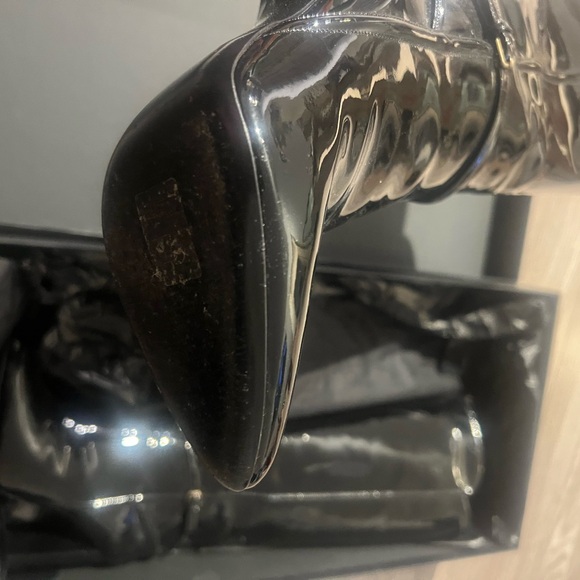 Saint Laurent Soixante Seize 105 Black Patent Leather Knee-High Boots sz 40 - Picture 4 of 5